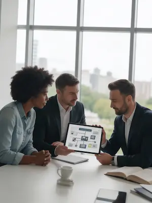 Tres Personas Mirando Un Tablet